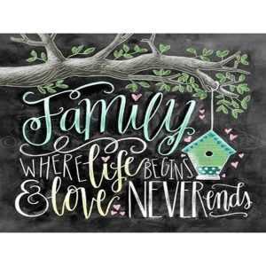 Family where life begins and love never ends diamond art saying