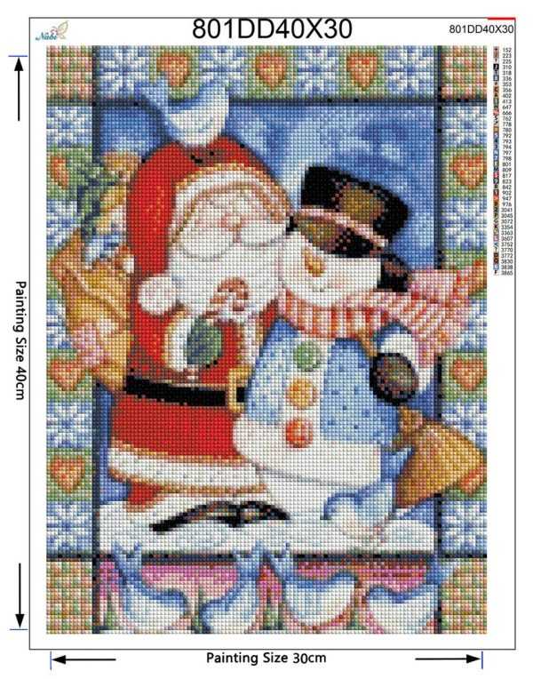Santa and snowman cartoon diamond painting kit for Christmas