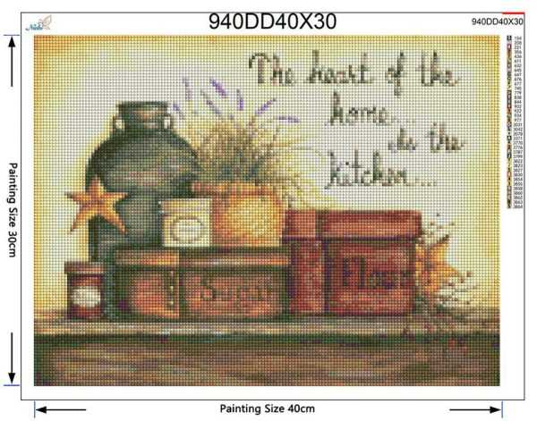 The heart of the home is the kitchen saying diamond painting kit