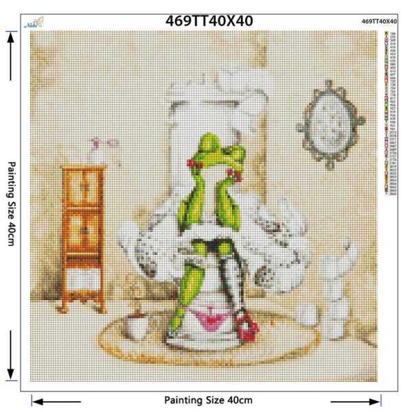 Frog sitting on the toilet cartoon diamond painting kit